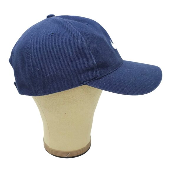 Nike Swoosh Cotton Twill Strapback Cap Hat Baseball Golf Trucker Blue - Picture 10 of 14